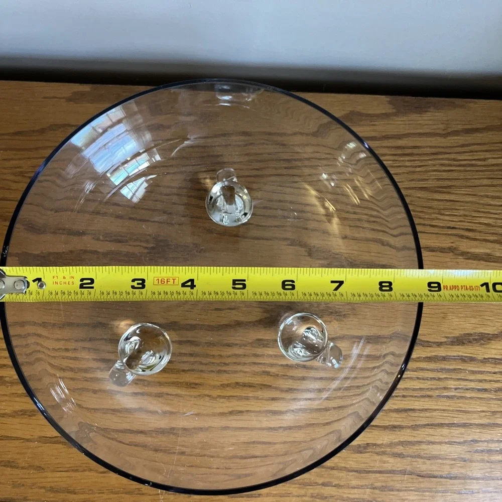 Vintage Scroll Footed Clear Glass Compote Centerpiece Bowl Lightweight Delicate